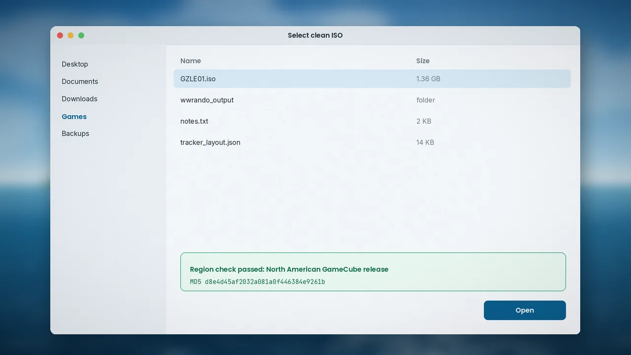 File picker showing a clean North American ISO and a passed MD5 check